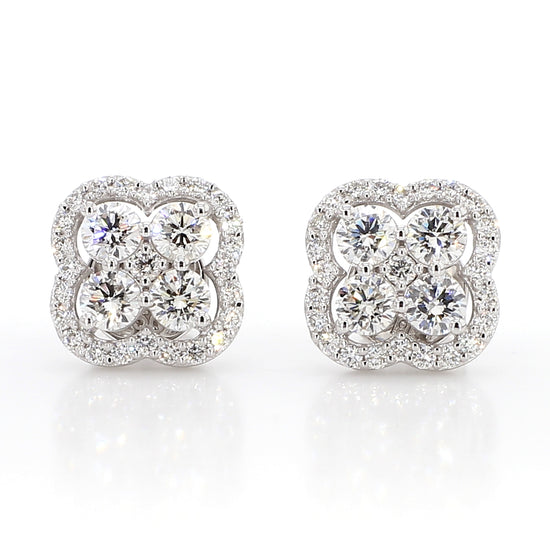 1.57CT Four-Stone Diamond Cluster Stud Earrings