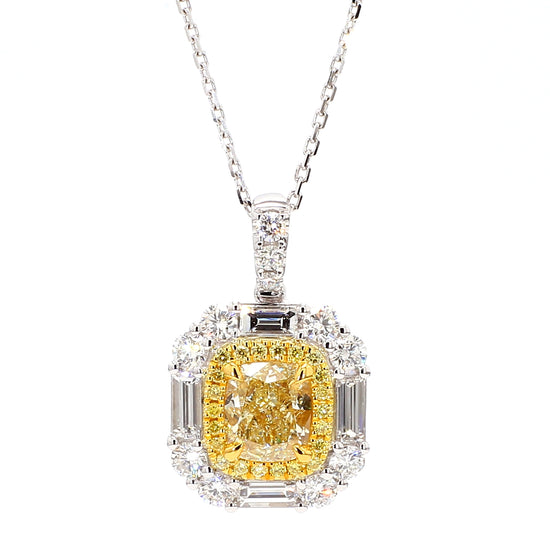2.55CT Yellow Diamond Double-Halo Pendant