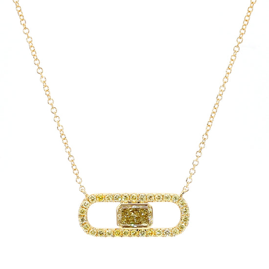 1.31CT Radiant-Cut Yellow Diamond Geometric Necklace