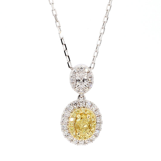 0.74CT Yellow Diamond-Halo Drop Pendant
