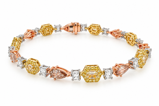 7.03CT Tri-Color Fancy Diamond Bracelet