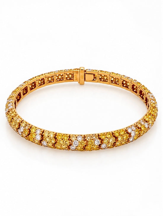10.53CT Yellow Sapphire & White Diamond Bracelet