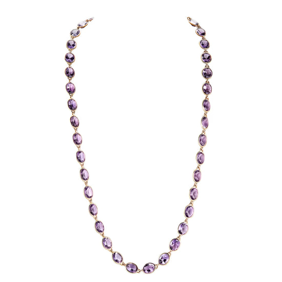 Oval Cut Amethyst Opera Necklace