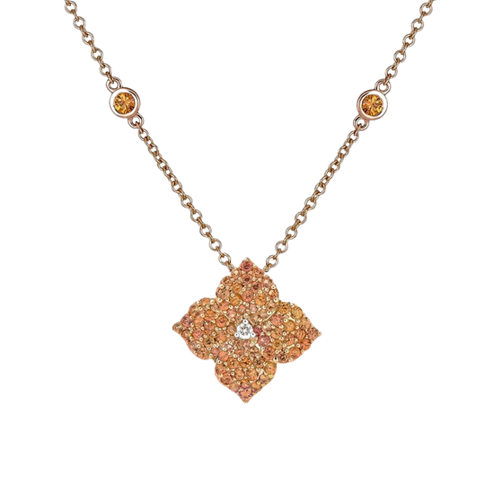 Fiore Small Orange Sapphire Flower Necklace