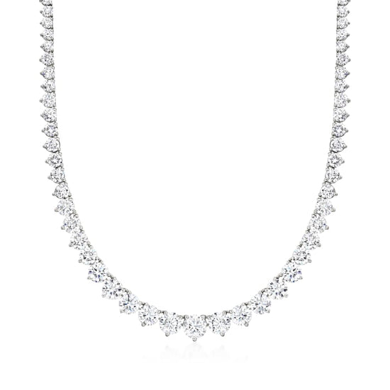 16 Inch, Three Prong Diamond Tennis Necklace