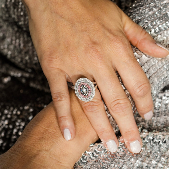 Diamond Dome Ring on a woman&