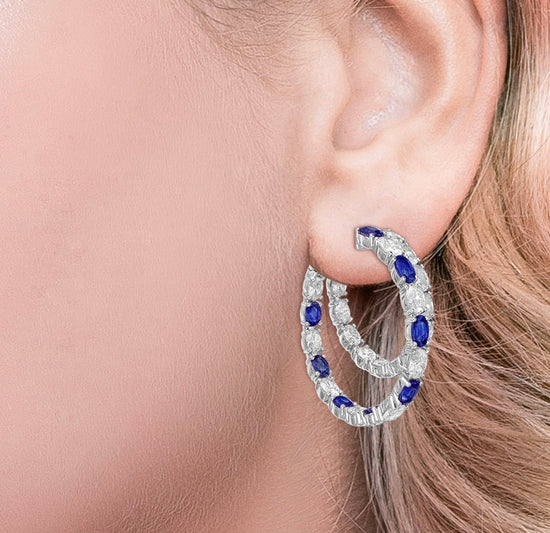 The Diamond and Sapphire Double Hoops