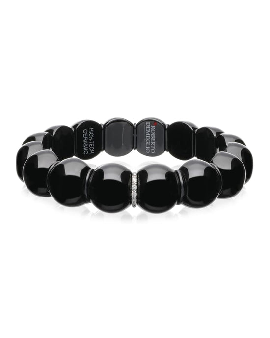 Roberto Demeglio Black Ceramic Dama Bracelet with 1 Diamond Bar