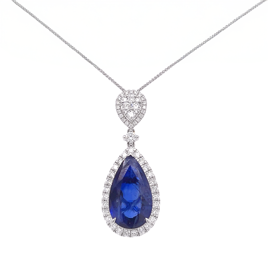 Sapphire and Diamond Tear-Drop Pendant