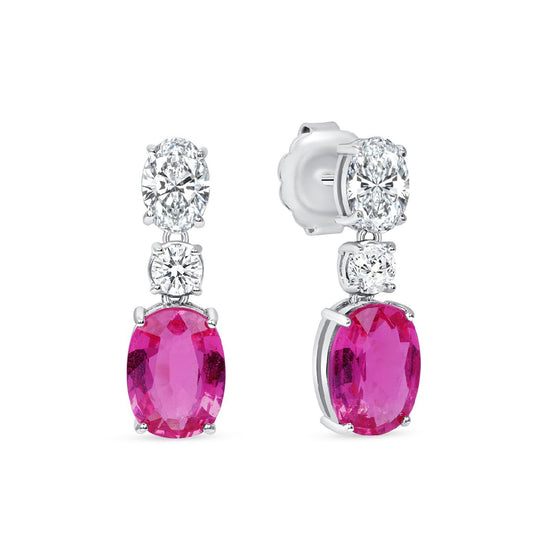 Pink Sapphire and Diamond Earrings