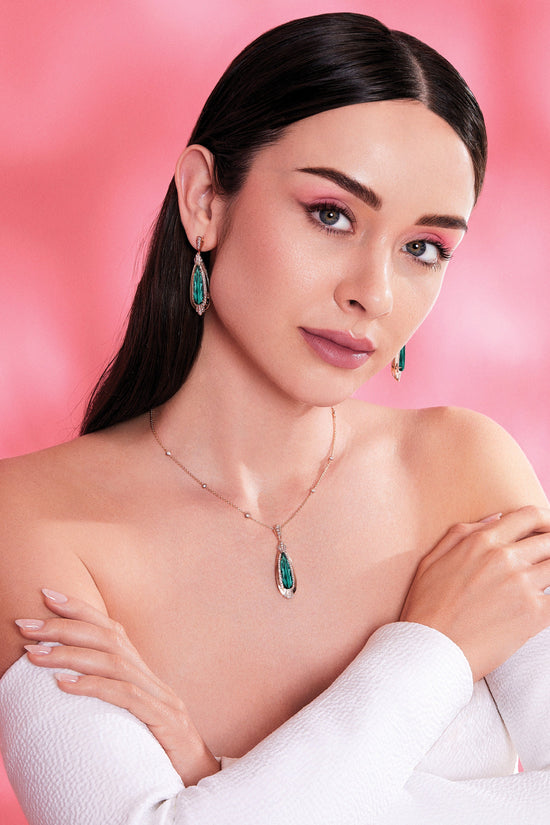 J Fine Green Tourmaline and Pink Diamond Earrings