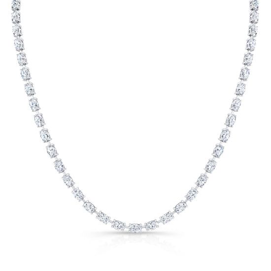 Oval Diamond East West Tennis Necklace