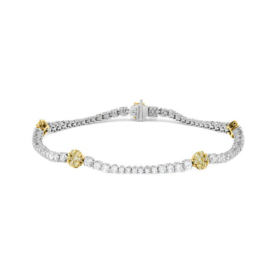 Yellow & White Diamond Floral Bracelet
