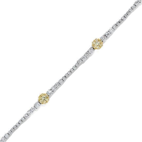 Yellow & White Diamond Floral Bracelet