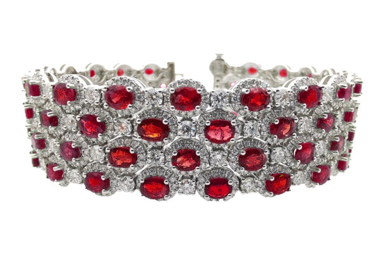 4 Row Ruby and Diamond Bracelet