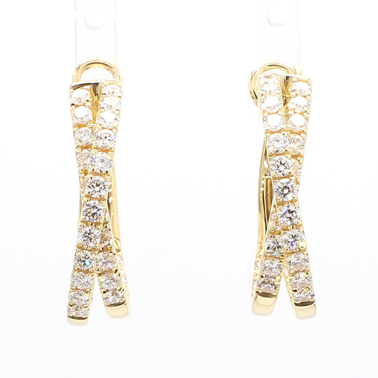 Diamond and Yellow Gold Twist Hoop Earrings