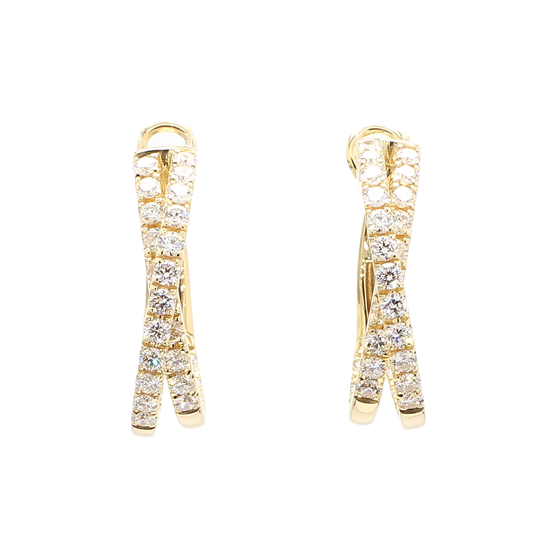 Diamond and Yellow Gold Twist Hoop Earrings