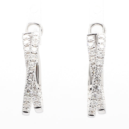 Diamond and White Gold Twist Hoop Earrings