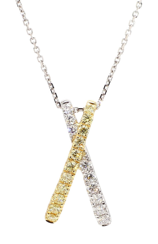 Yellow & White Diamond "X" Pendant