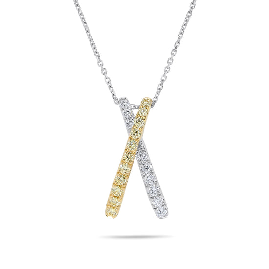 Yellow & White Diamond "X" Pendant