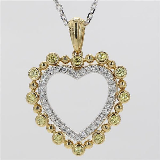 Yellow and White Diamond Heart Pendant