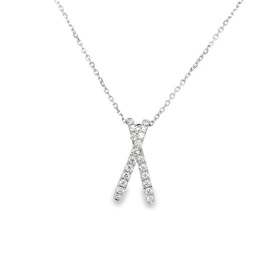 White Diamond "X" Pendant Necklace