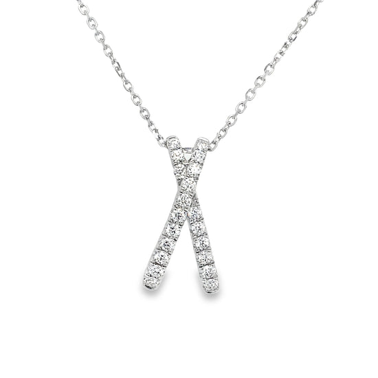 White Diamond "X" Pendant Necklace