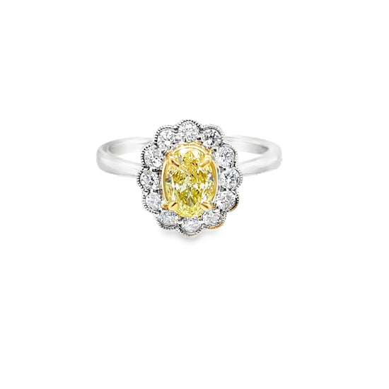 Oval Cut Yellow Diamond Flower Ring