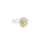 Oval Cut Yellow Diamond Flower Ring