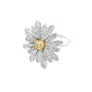 Yellow and White Diamond Snowflake Ring