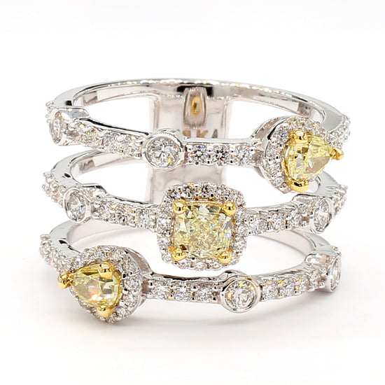 Yellow and White Diamond Spiral Ring