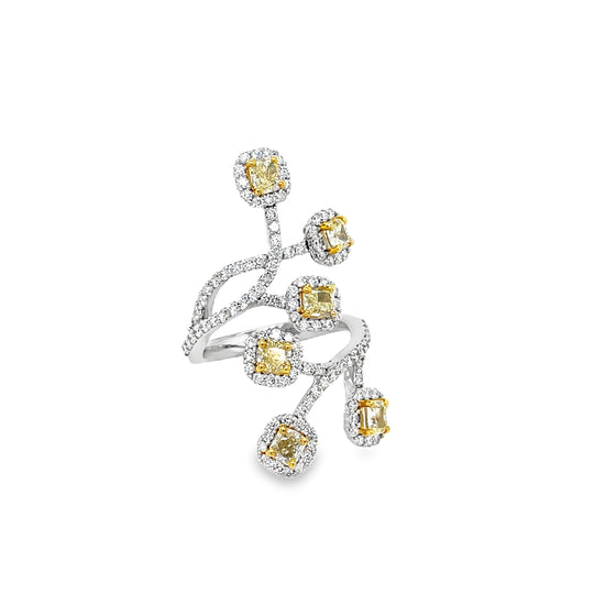 Yellow Diamond Branches Ring