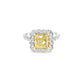 2.05CT Cushion Cut Yellow Diamond Ring