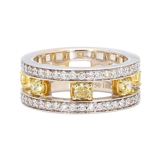 Radiant Cut Yellow Diamond Band