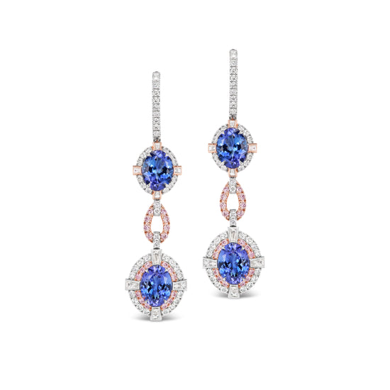 J Fine Two Station Tanzanite Earrings