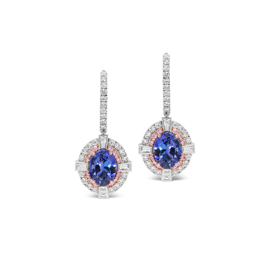 J Fine Single Drop Tanzanite Earrings