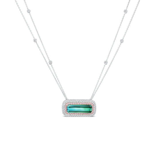 J Fine Bi Color Green Tourmaline Necklace