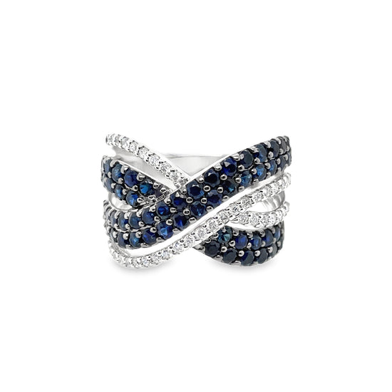 Sapphire and Diamond "X" Ring