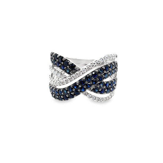 Sapphire and Diamond "X" Ring