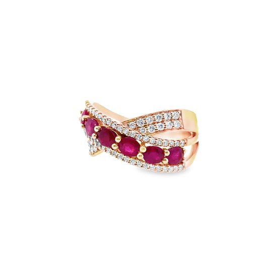 Ruby and Diamond Criss Cross Ring