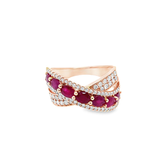 Ruby and Diamond Criss Cross Ring