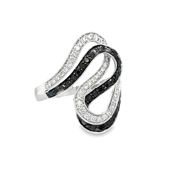 Black and White Diamond Organic Shape Ring