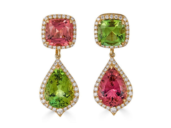 Piranesi Pink and Green Tourmaline Earrings