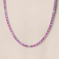 Unheated Emerald-Cut Pink Sapphire and Diamond Tennis Necklace