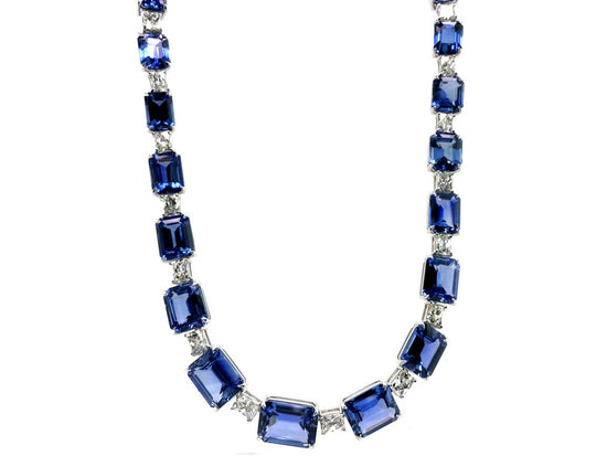 Piranesi Octagonal Sapphire and Princess Cut Diamond Necklace