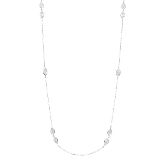 Double Diamond Pear Bezel Alternating Marquise Bezel Necklace