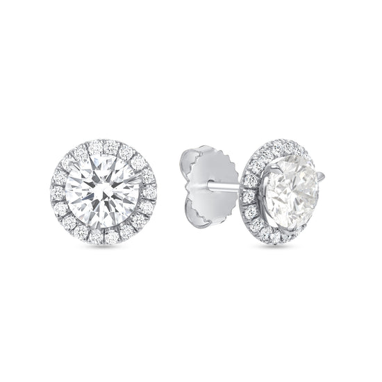18KT White Gold Stud Earrings with Diamond Jackets