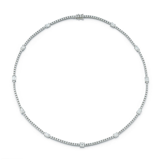 Tennis Necklace with Alternating Multi-Shape Diamonds