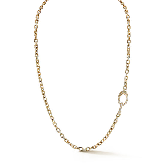 Pave Micro Link and Pave Clasp Diamond Necklace