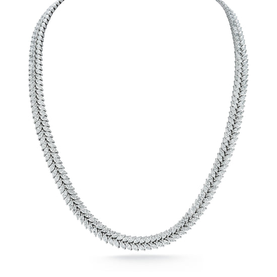 Marquise Diamond Flower Tennis Necklace